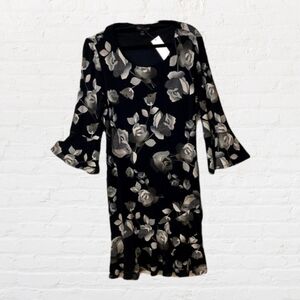 connected apparel floral dress with bell sleeves